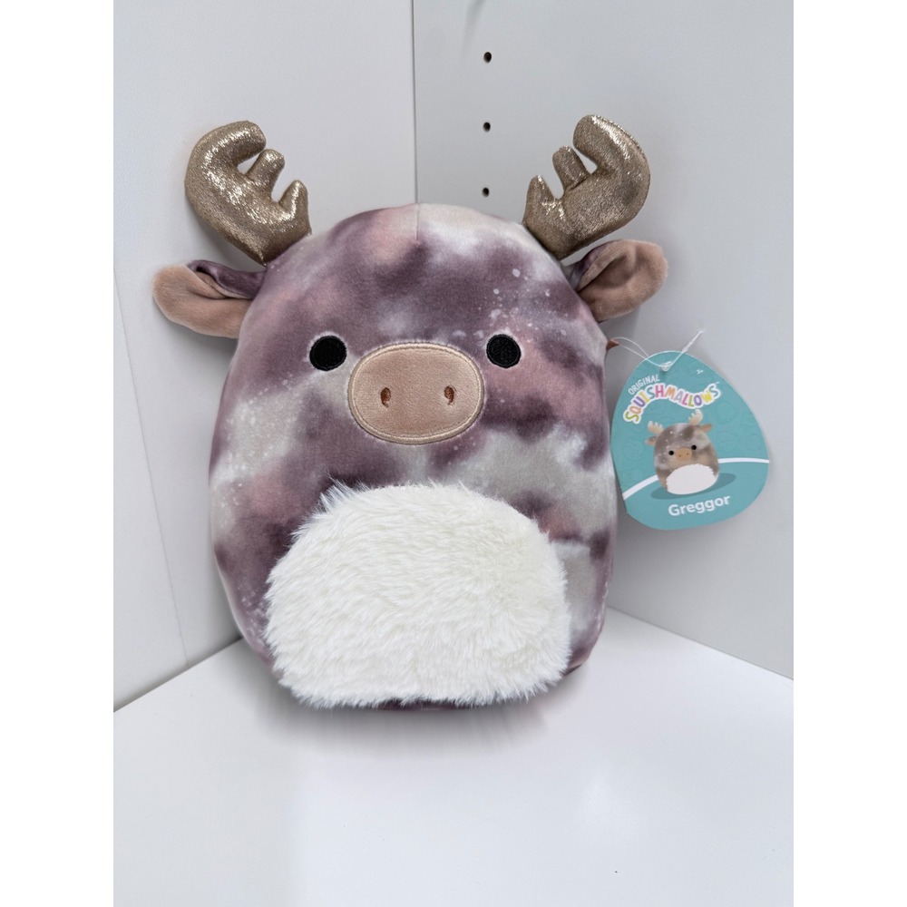 Squishmallows  Greggor the Moose Purple Tie‎ Dye Plush Gold Antlers S8 #1349